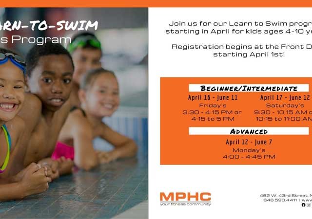 Learn to swim program at Manhattan Plaza Health Club