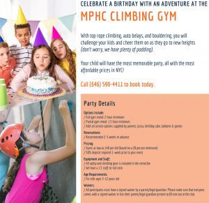 Kids Climbing Parties at Manhattan Plaza Health Club