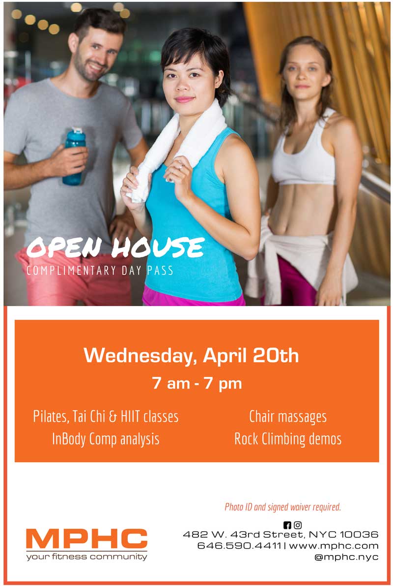Manhattan Plaza Health Club Open House Wednesday April 20 2022