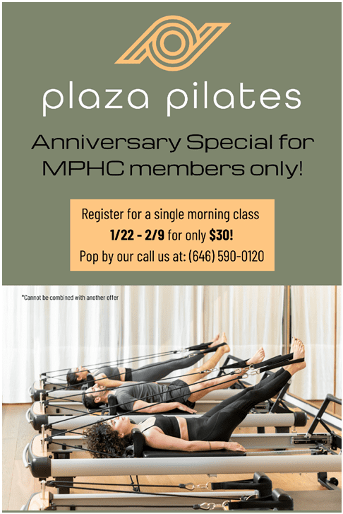 Plaza Pilates January 2024 special for MPHC members