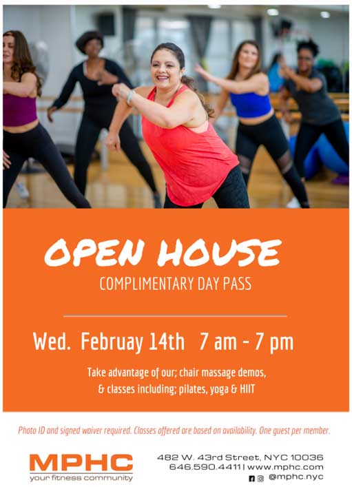 Manhattan Plaza Health Club Open House on Wednesday February 14 2024
