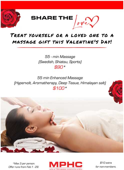 Valentines Day Massage Special 2024 at Manhattan Plaza Health Club