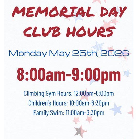 Memorial Day Hours on Monday May 25th 2026 for Manhattan Plaza Health Club