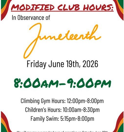 Manhattan Plaza Health Club Juneteeth hours 2026