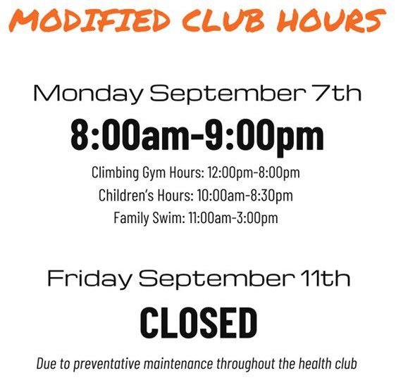 Modified Club Hours in September 2026 at Manhattan Plaza Health Club